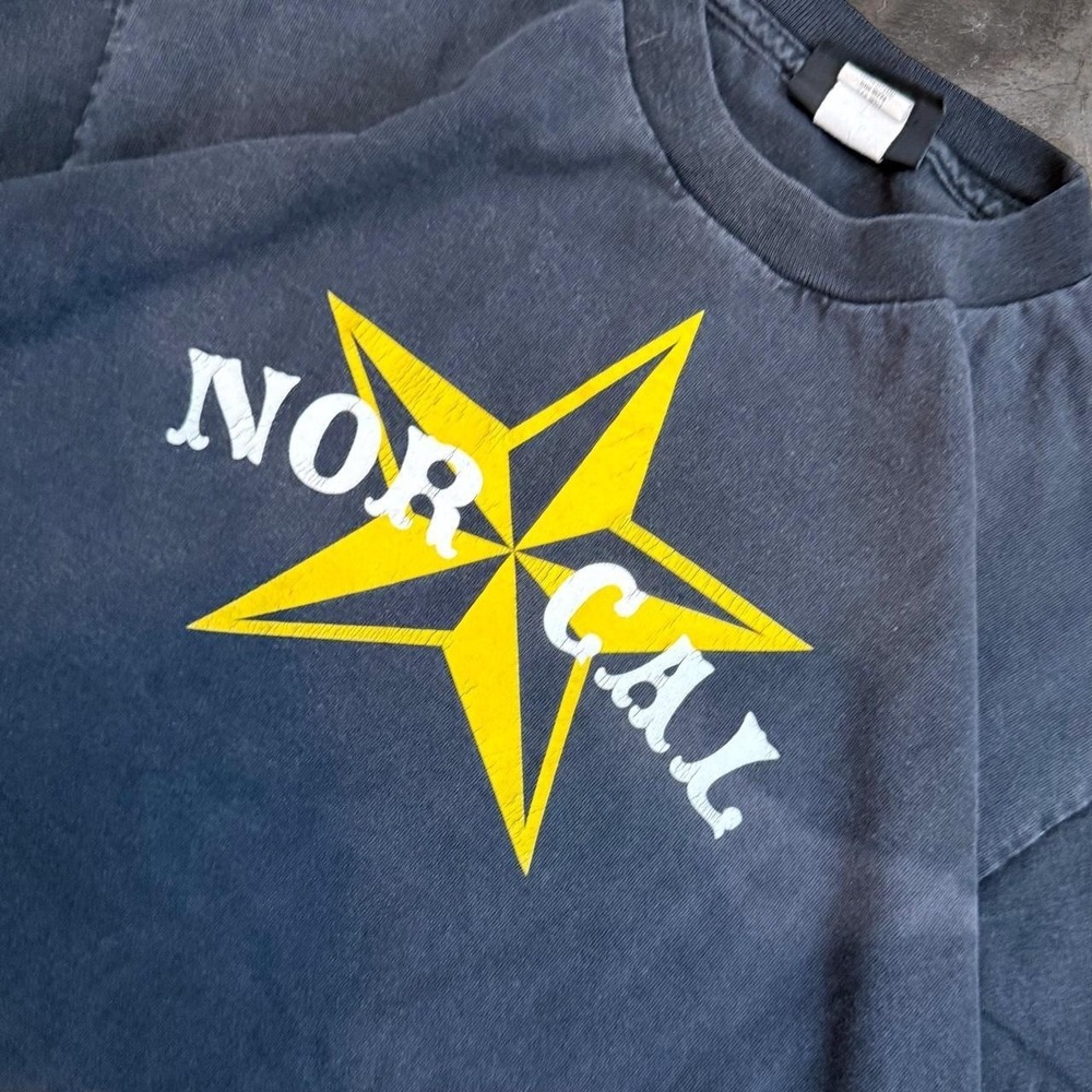 Vintage NHS Nor Cal Star Faded Black T-Shirt Men's Size Medium Skater Grunge Y2K